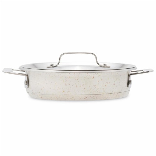 Bon Chef 60022DESERT 1 qt 24 oz Hotstone Desert Cucina Round Casserole with Lid - Induction B Perspective: front