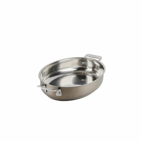 Bon Chef 60002TAUPE 12 in. Hotstone Taupe Cucina Oval Au Gratin - Induction Bottom Perspective: front