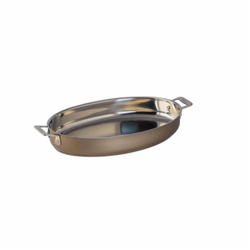 Bon Chef 60018TAUPE 4 qt Hotstone Taupe Cucina Oval Augratin - Induction Bottom Perspective: front