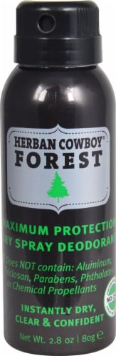Herban Cowboy Dry Spray Deodorant Forest Maximum Protection Perspective: front