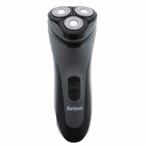 Barbasol Men's Rechargeable Dry Rotary Shaver with Pop-up Trimmer (CBR1-1002-BLY) Perspective: front
