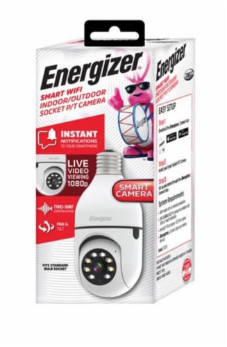 Energizer® Smart Wi-Fi 1080p Pan/Tilt Socket Camera - White Perspective: front
