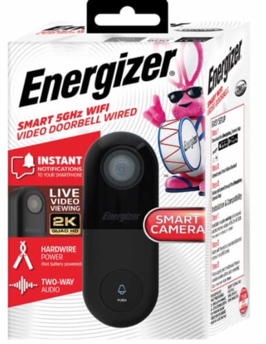 Energizer® Smart 2k Video Doorbell with Live Video Viewing Perspective: front