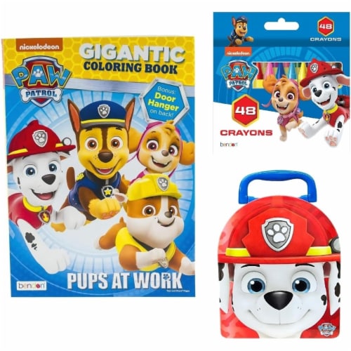 Paw Patrol Coloring Book Set Kids 192 Pages 48 Crayons Storage Tin Marshall 1 unit Foods Co