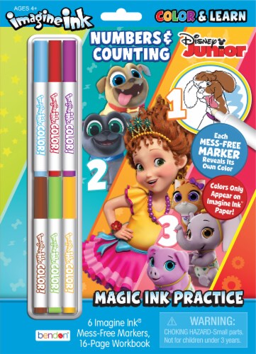 Bendon Disney JR Imagine Ink® Numbers & Counting Magic Ink Practice Color & Learning Book Perspective: front