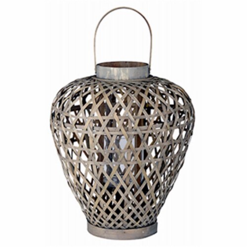 A & B Home 247608 16 x 18 in. Waterfall Coconio Wood Lattice Lantern Perspective: front