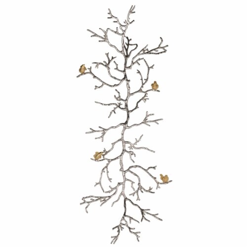 Aluminum Branch Wall Sculpture ,Silver- Saltoro Sherpi Perspective: front