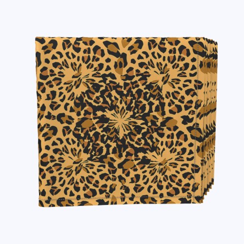 Napkin Set, 100% Polyester, Set of 4, 18x18 , Abstract Leopard Spots Perspective: front