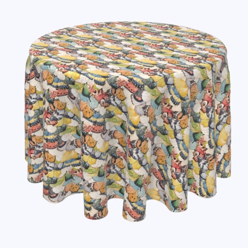 Round Tablecloth, 100% Polyester, 120" Round, Close Up Butterflies Perspective: front