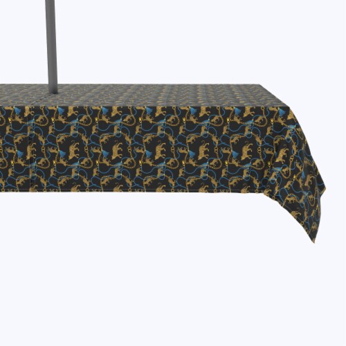Water Repellent, Outdoor, 100% Polyester, 60x120", Leopards & Gold Chains Perspective: front