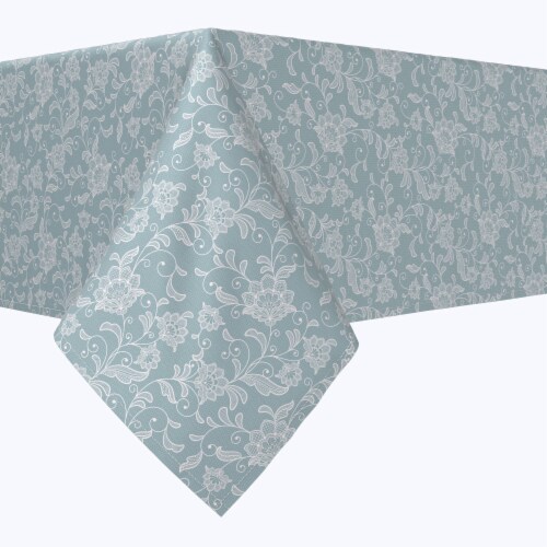 Square Tablecloth, 100% Polyester, 90x90", Ornate Blue Floral Swirls, 1 ...
