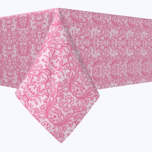 Square Tablecloth, 100% Polyester, 70x70 , Pink Lace With Flowers, 70 x ...
