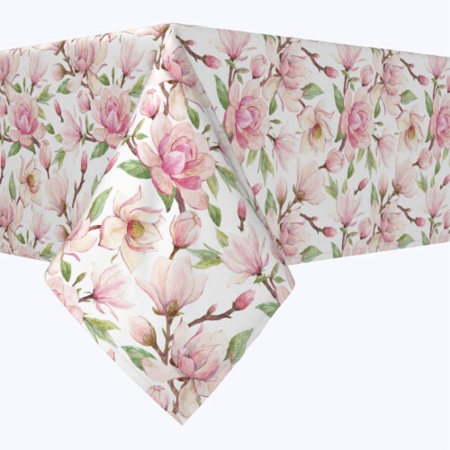 Square Tablecloth, 100% Polyester, 70x70 , Pink Magnolia Flowers, 70 x ...