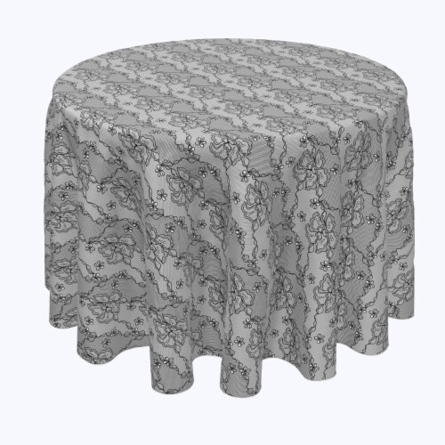 Round Tablecloth, 100% Polyester, 70" Round, Vintage Black Abstract Lace Perspective: front