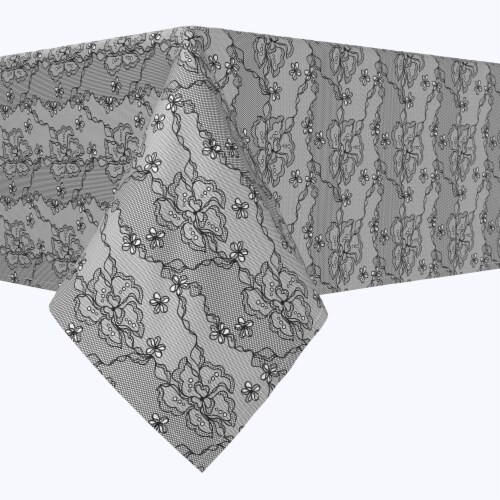 Square Tablecloth, 100% Polyester, 90x90", Vintage Black Abstract Lace ...