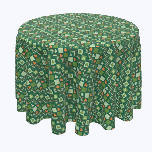 Round Tablecloth, 100% Polyester, 84" Round, Irish Sweater Argyle Perspective: front