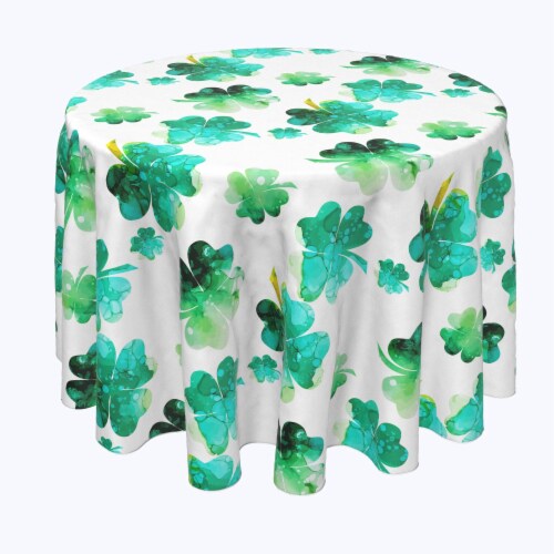 Round Tablecloth, 100% Polyester, 120" Round, Rain Drop Clovers Perspective: front