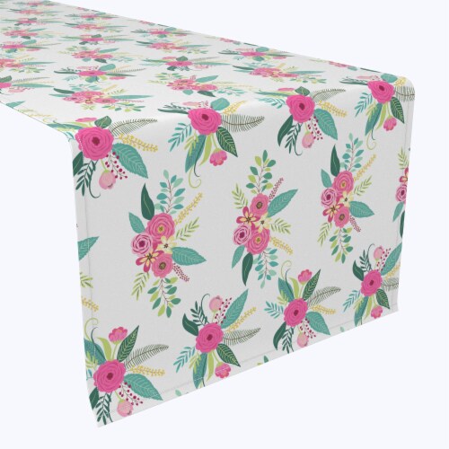 Table Runner, 100% Polyester, 14x108", Rustic Floral Arrangement Perspective: front