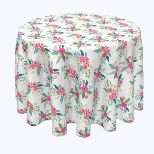 Round Tablecloth, 100% Polyester, 102" Round, Rustic Floral Arrangement Perspective: front