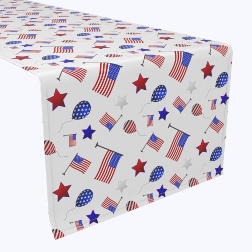 Table Runner, 100% Polyester, 12x72 , 4th of July Balloon Parade Perspective: front