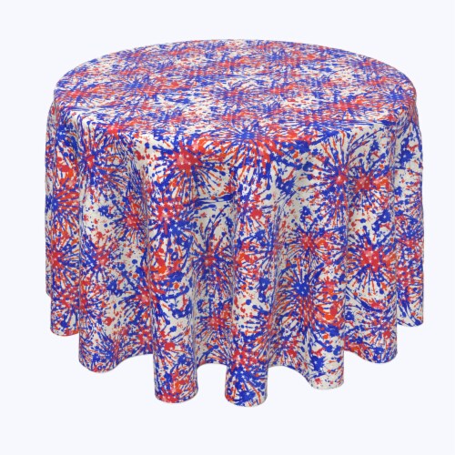 Round Tablecloth, 100% Polyester, 84" Round, Painted Firework Fun Perspective: front