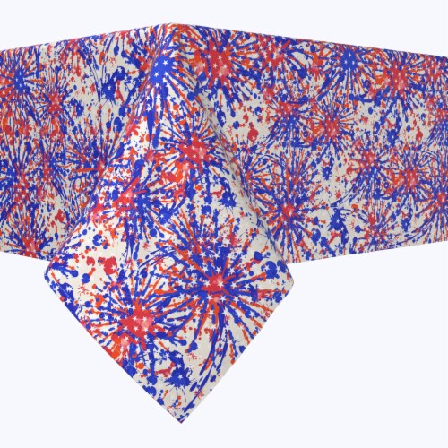 Square Tablecloth, 100% Polyester, 90x90", Painted Firework Fun Perspective: front