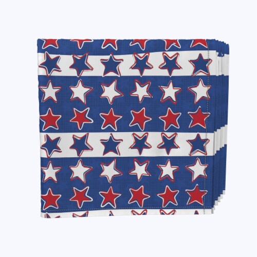 Napkin Set, 100% Polyester, Set of 4, 18x18 , Patriotic Scrapbook Stars Perspective: front