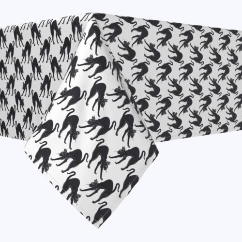 Rectangular Tablecloth, 100% Polyester, 60x84", Black Scaredy Cats Perspective: front