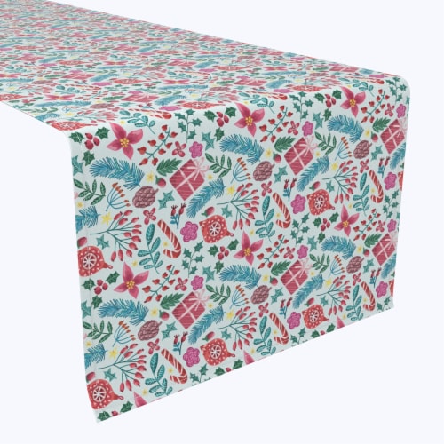 Table Runner, 100% Polyester, 14x108", Christmas Candy Cane Celebration Perspective: front