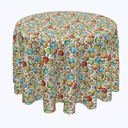 Round Tablecloth, 100% Polyester, 120" Round, Christmas Cartoon Celebration Perspective: front