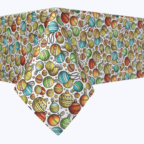 Square Tablecloth, 100% Polyester, 90x90", Christmas Cartoon Celebration Perspective: front