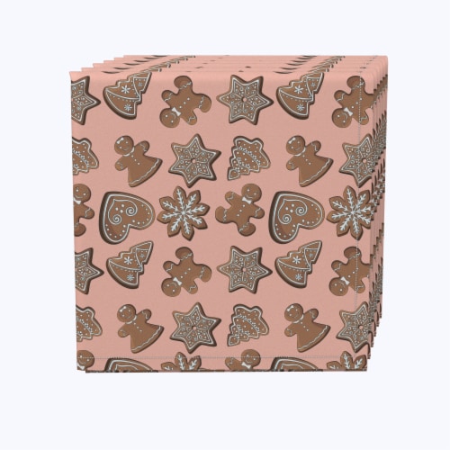 Napkin Set, 100% Polyester, Set of 4, 18x18 , Christmas Gingerbread Cookies Perspective: front