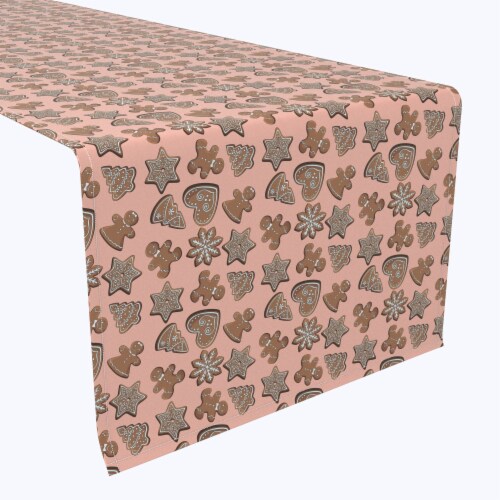 Table Runner, 100% Polyester, 12x72 , Christmas Gingerbread Cookies Perspective: front