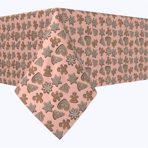 Square Tablecloth, 100% Polyester, 60x60", Christmas Gingerbread Cookies Perspective: front