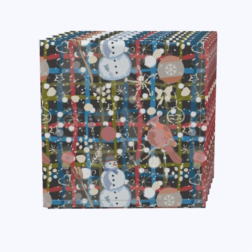 Napkin Set, 100% Polyester, Set of 4, 18x18 , Christmas Weave Love Perspective: front