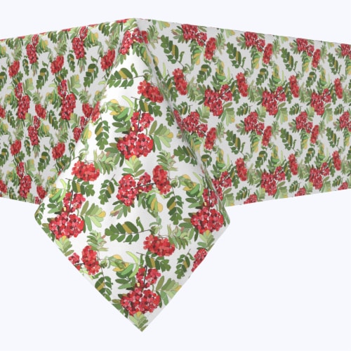 Square Tablecloth, 100% Polyester, 54x54", Decorative Red Berries, 54 x ...