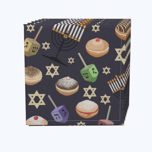 Napkin Set, 100% Polyester, Set of 12, 18x18", Dreidel Delightfulness Perspective: front