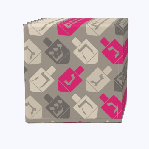 Napkin Set, 100% Polyester, Set of 4, 18x18 , Dreidel Wrapping Wallpaper Perspective: front