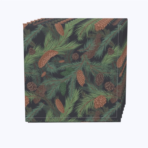 Napkin Set, 100% Polyester, Set of 4, 18x18 , Fir Branches and Green Pines Perspective: front