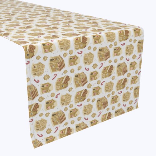 Table Runner, 100% Polyester, 14x108", Gingerbread Cookie Houses Perspective: front