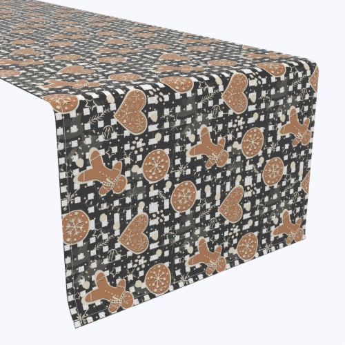 Table Runner, 100% Polyester, 12x72", Gingerbread Plaid Perspective: front