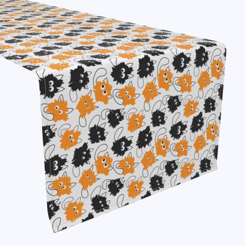 Table Runner, 100% Polyester, 14x108", Goofy Funny Cats Perspective: front