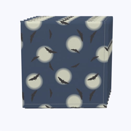 Napkin Set, 100% Polyester, Set of 4, 18x18 , Gothem Bats in Sky Perspective: front