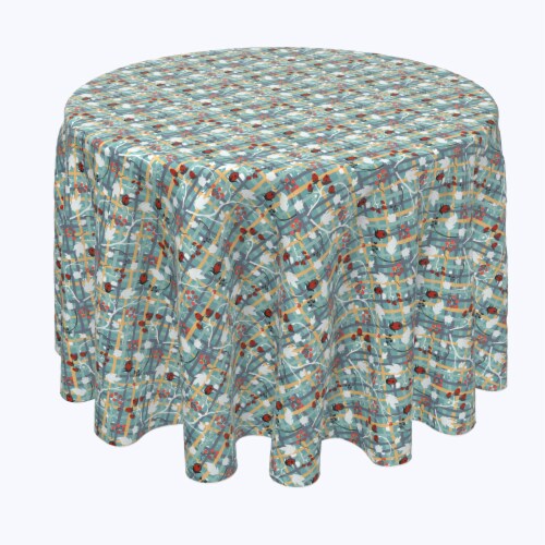 Round Tablecloth, 100% Polyester, 114" Round, Green Beautiful Berry Weave Perspective: front