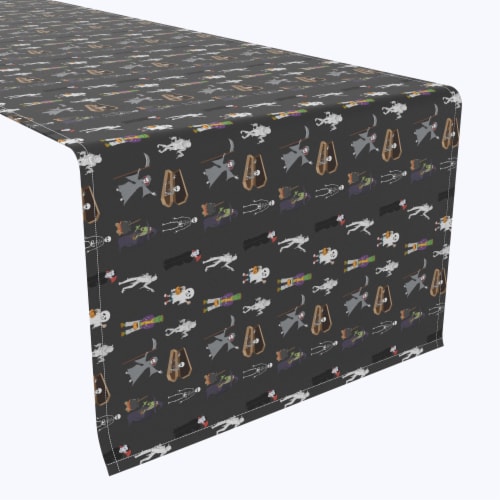 Table Runner, 100% Polyester, 14x108", Halloween Characters Perspective: front