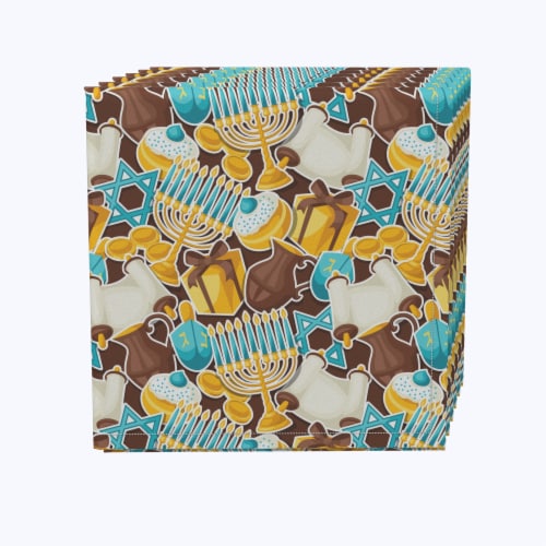 Napkin Set, 100% Polyester, Set of 12, 18x18", Hannukkah Fun Perspective: front