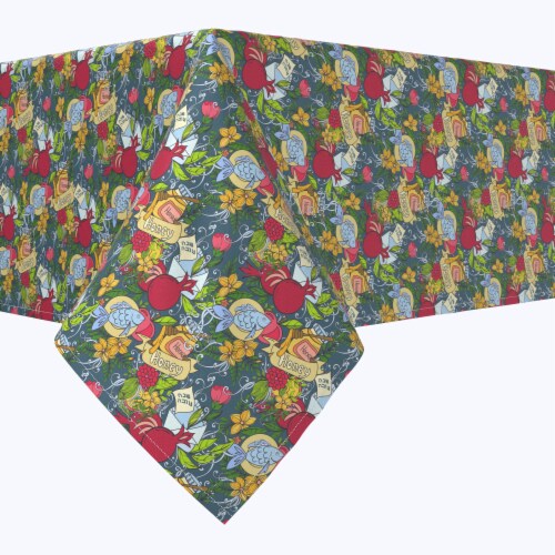 Square Tablecloth, 100% Polyester, 54x54", Happy Jewish New Year Perspective: front