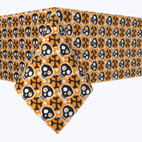 Rectangular Tablecloth, 100% Polyester, 60x104", Hipster Skull and Bones Perspective: front