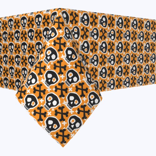 Rectangular Tablecloth, 100% Polyester, 60x120", Hipster Skull and Bones Perspective: front