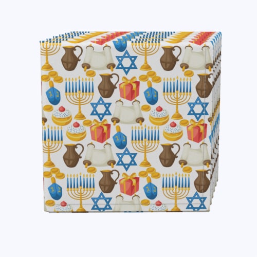 Napkin Set, 100% Polyester, Set of 4, 18x18 , Menorah Memories Perspective: front